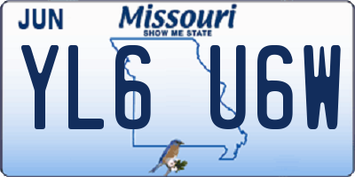 MO license plate YL6U6W