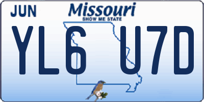 MO license plate YL6U7D