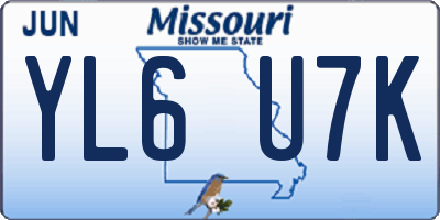 MO license plate YL6U7K