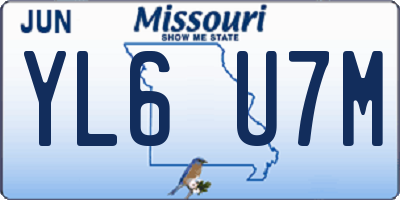 MO license plate YL6U7M