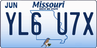 MO license plate YL6U7X