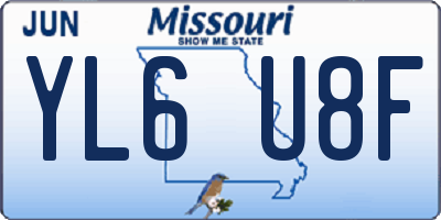 MO license plate YL6U8F