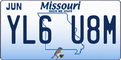 MO license plate YL6U8M