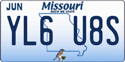 MO license plate YL6U8S