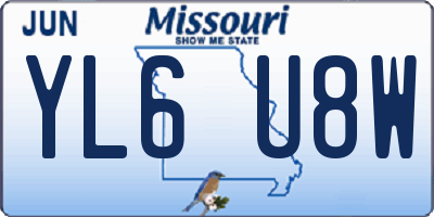 MO license plate YL6U8W