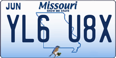 MO license plate YL6U8X
