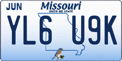 MO license plate YL6U9K