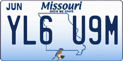 MO license plate YL6U9M