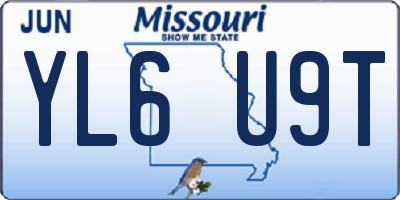 MO license plate YL6U9T