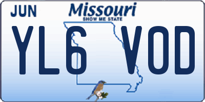 MO license plate YL6V0D