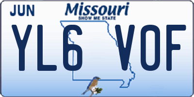 MO license plate YL6V0F