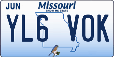 MO license plate YL6V0K