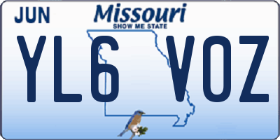 MO license plate YL6V0Z