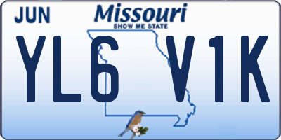 MO license plate YL6V1K
