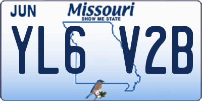 MO license plate YL6V2B
