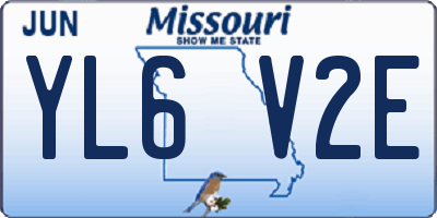 MO license plate YL6V2E