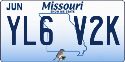MO license plate YL6V2K