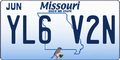 MO license plate YL6V2N