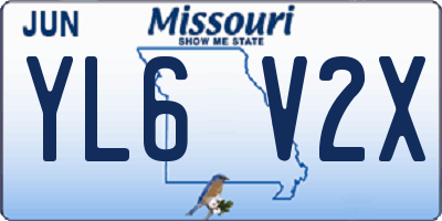 MO license plate YL6V2X
