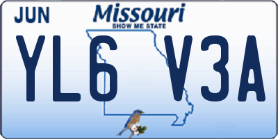 MO license plate YL6V3A