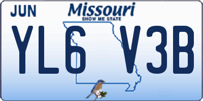 MO license plate YL6V3B