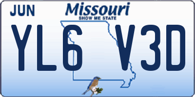 MO license plate YL6V3D