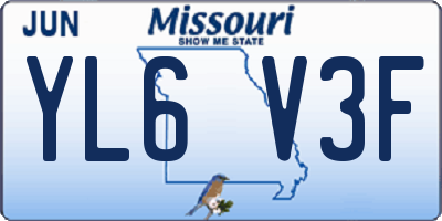 MO license plate YL6V3F