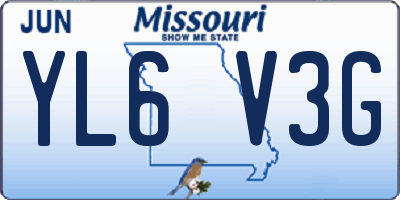 MO license plate YL6V3G