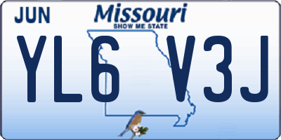 MO license plate YL6V3J