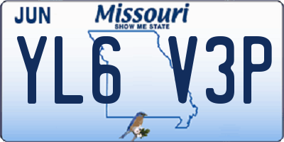 MO license plate YL6V3P