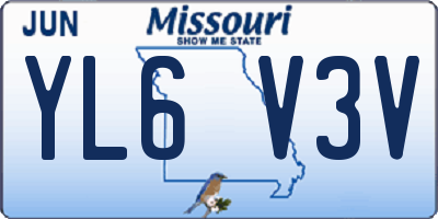 MO license plate YL6V3V