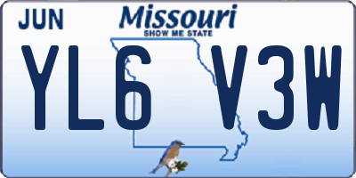 MO license plate YL6V3W