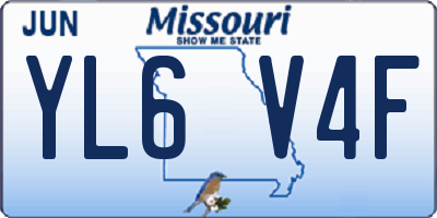 MO license plate YL6V4F