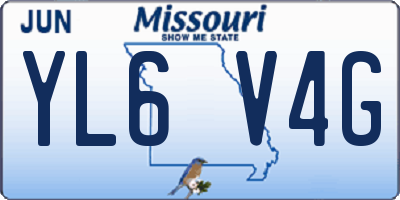MO license plate YL6V4G