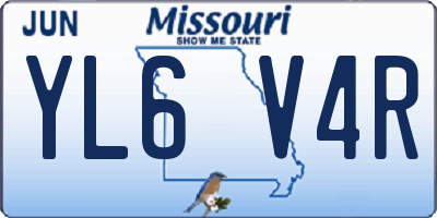 MO license plate YL6V4R