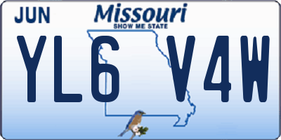 MO license plate YL6V4W