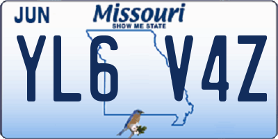 MO license plate YL6V4Z