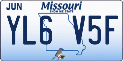 MO license plate YL6V5F