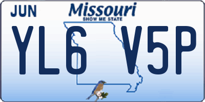 MO license plate YL6V5P