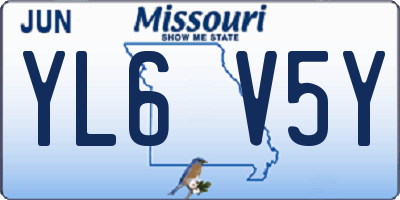 MO license plate YL6V5Y