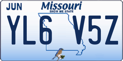 MO license plate YL6V5Z