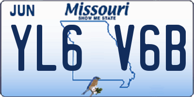 MO license plate YL6V6B