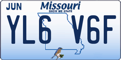 MO license plate YL6V6F