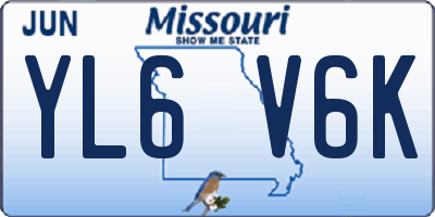 MO license plate YL6V6K