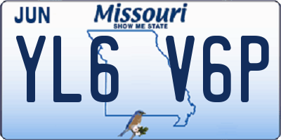 MO license plate YL6V6P