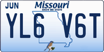 MO license plate YL6V6T