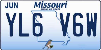 MO license plate YL6V6W
