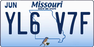 MO license plate YL6V7F