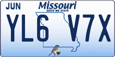 MO license plate YL6V7X