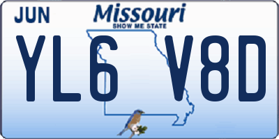 MO license plate YL6V8D
